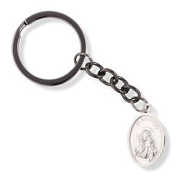Dave The Bunny EPJ Saint Francis and Saint Anthony Charm Keychain a Great Saint Keychain or Key Chain Catholic and Rosary Key Ring, Silver, Medium