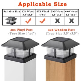 Dynaming Solar Flame Post Cap Lights Outdoor, Solar Powered Fence Post Light, Flickering Flame LED Lantern Lamps Waterproof for Garden Deck Patio, Fit 4x4 Wooden/Vinyl Posts, 2 Pack