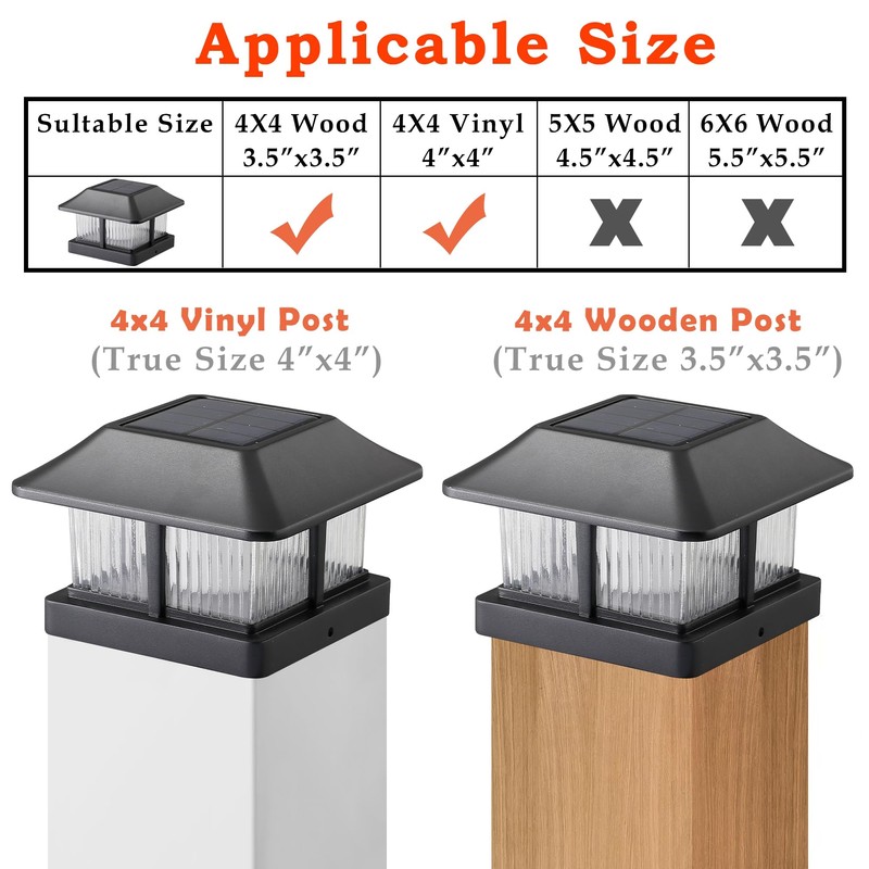 Dynaming Solar Flame Post Cap Lights Outdoor, Solar Powered Fence