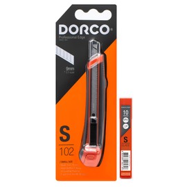 DORCO S102 Snap-Off Utility Knife + Precision 9mm (11 Blades) with Comfort Grip and Auto-Lock System – Professional Craft and Office Tool