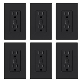 ELEGRP Smart Plug, Smart in-Wall Outlet Compatible with Alexa and Google Assistant, 2.4GHz Wi-Fi Smart Receptacle with Energy Monitoring, No Hub Required, UL Listed, Black, 6 Pack