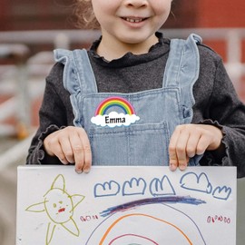 50 Rainbow Name Tags Rainbow Name Plates Self Adhesive Labels, Name Tags Labels Rainbows Party Bulletin Board Classroom Decoration for Teacher Student Back to School Supplies, 3.5 x 2 in