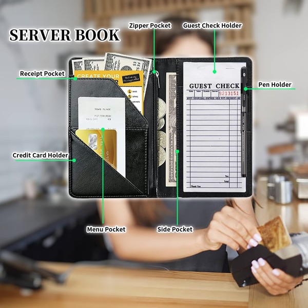Rossy Rossy Server Books for Waitress PU Leather Waiter Book