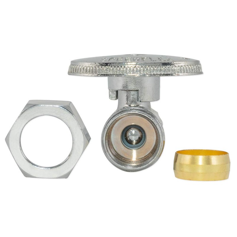 Eastman Quarter-Turn Straight Stop Valve with Brass Ball Mechanism, 5/8