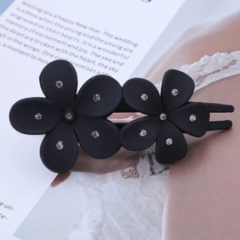 Aneneiceera Vintage Acrylic Black Hair Clip Pin Black Hair Clip Black Flower Barrette Clip Minimalist Clip Hair Accessories for Women (Black)