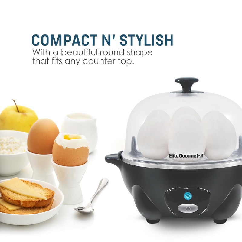 Elite Gourmet Easy Electric 7 Egg Capacity Cooker, Poacher, Omelet