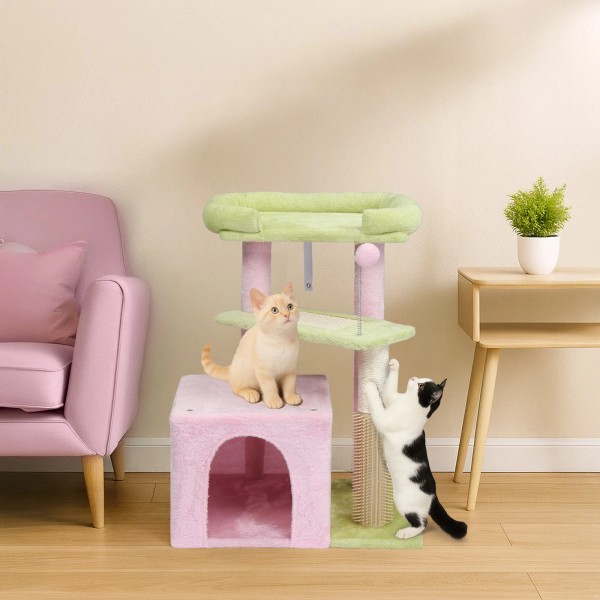 Unbranded Indoor 27.5" Portable Cat Tree Tower with Scratching Post