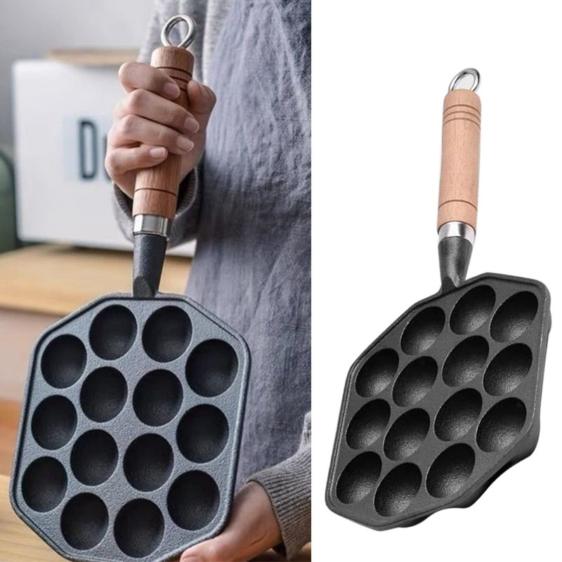 Cunyuer 14 Holes Takoyaki Pan Nonstick Cast Iron Octopus Meat
