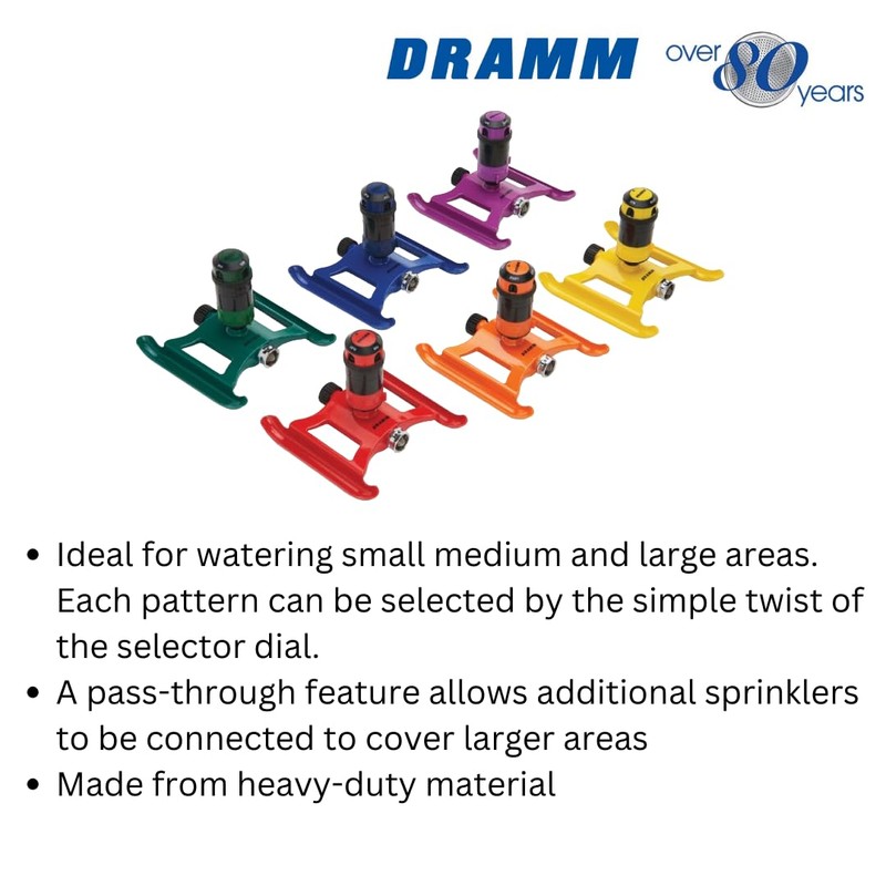 Dramm ColorStorm Gear Drive Sprinkler on Heavy Duty,Durable Metal Base,