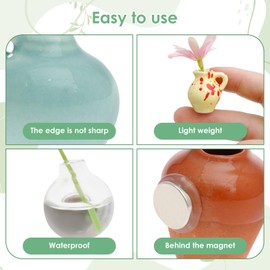 Mini Vase Magnets Set for Fridge, Easy to Use Versatile Mini Ceramic Vase Magnets 3D Ceramic Fridge Decoration Kit for Home Use