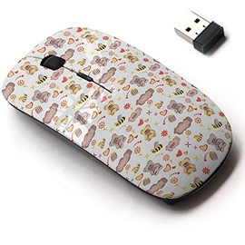 2.4G Wireless Mouse with Cute Pattern Design for All Laptops and Desktops with Nano Receiver - Cute Toys Teddy Bear Bees