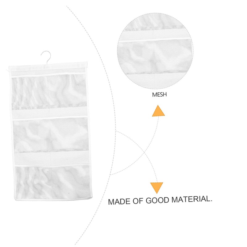 Ciieeo 1Pc White Hanging Bathroom Organizer with Mesh Pockets for