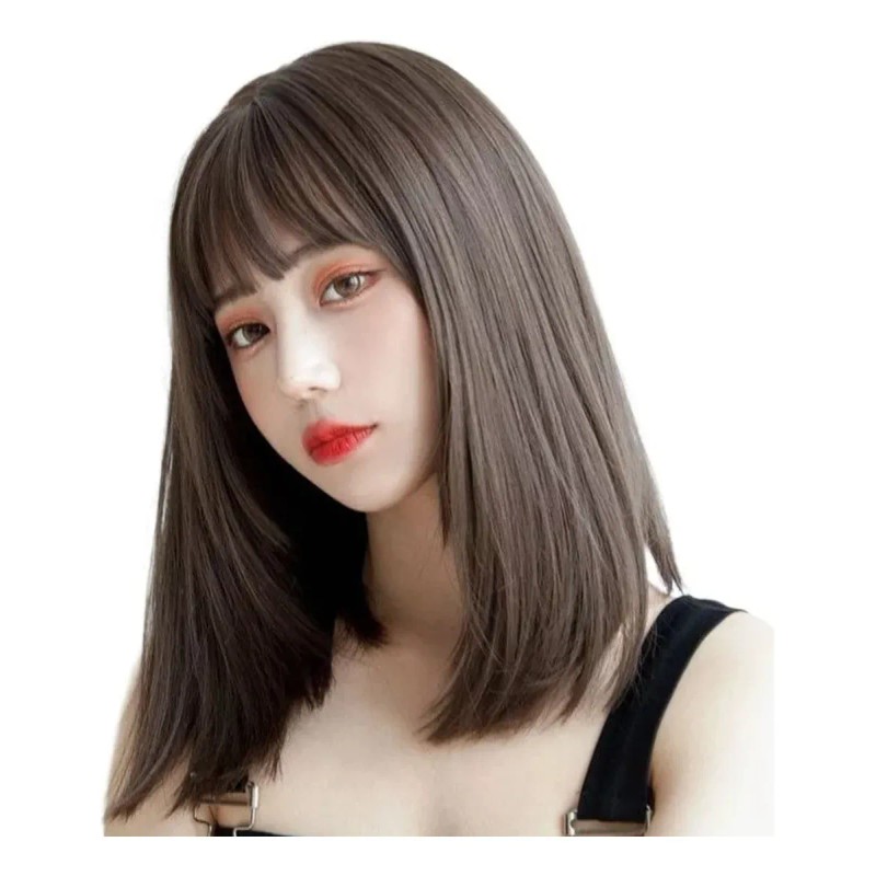 Peluca Cabello Natural Larga Dama Castaño Pelucaa De Mujer