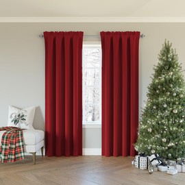 Sun Zero Oslo Theater Grade Extreme 100% Blackout Rod Pocket Curtain Panel, 52" x 84", Holiday Red