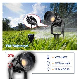 AHSELLUS 7W Low Voltage Landscape Lights 12V 24V AC/DC Focusing Lens LED Spotlight Outdoor Lights Yard Lights Garden Lawn Landscaping Lights 700LM IP66 Waterproof Spot Lighting Stake Tree Light