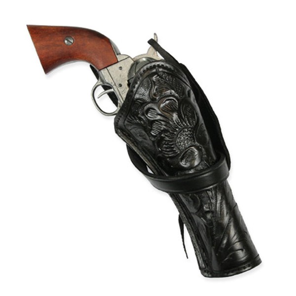 Historical Emporium Men's Right Hand Tooled Leather Western Cross Draw Holster Black