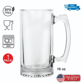 Greenbrier Glass Heavy  Sports Mugs with Handles   16 oz.  1PK