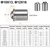 sourcing map 12pcs Ball Plunger 10x13/12x16mm 304 Stainless Steel Precision