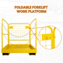 KUAFU 36x36 Forklift Safety Cage Heavy Duty Steel Forklift Man Basket 1200 LBS Foldable Forklift Work Platform