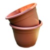 2x Terracotta Plastic Planters 9.5L Large Round Outdoor Patio Flower