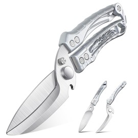 Dream Reach Kitchen Poultry Shears - Heavy Duty Detachable Meat Cutting Scissors with Serrated Edge Cooking Scissors for Thanksgiving Silver