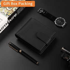 GOIACII Leather Wallets for Men - RFID Wallet for Men with Zipper, Mens Wallet RFID Blocking with Coin Pouch, Bifold Wallets with ID Window in Gift Box, Billeteras de Hombres