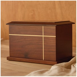 Aspen Studio AspenStudio Cross Walnut Wooden Urn for Cremation Human Ash Handcrafted Solid Wood Urn Up to 200lbs for Adult