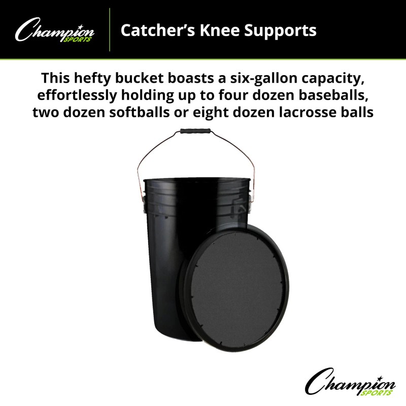 Champion Sports 6 Gallon Ball Bucket with Soft Lid Black