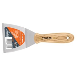 Truper ET-3RA, Espátula afilada y angulada, mango de madera, 3"