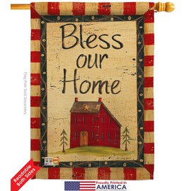Bless Our Home Garden House Flags Set Country Living Primitive Farm Western Barn American Rustic Cowboy Rural Ranch Small Decorative Gift Yard Banner Double-Sided Made In USA 28 X 40