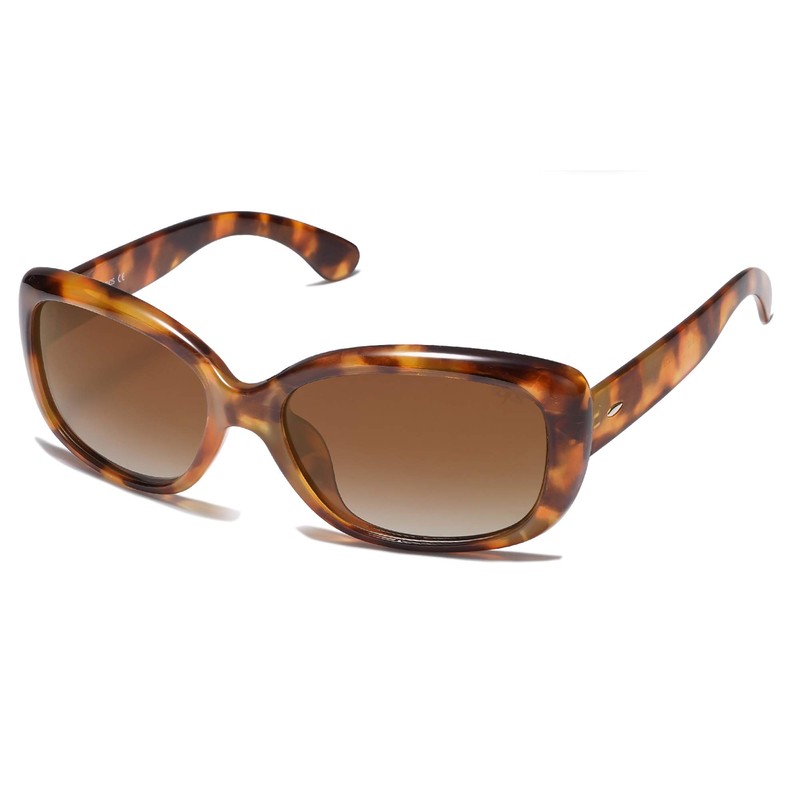 SOJOS Vintage Square Sunglasses for Women Polarized UV Protection Havana