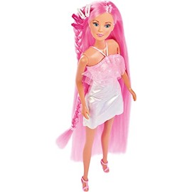 Simba 105733504 Steffi Love Hair Glam, Doll in Glitter Dress with Extra Long Hair, Hair Clips and Brush, 29 cm, for Children from 3 Years