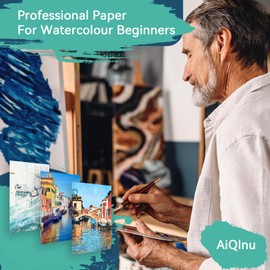AiQInu Carta per Acquerelli, 300 g/m², 30 Fogli 12.7cm *17.8cm Watercolor Paper, Per Acquerello, Album Da Disegno Professionale, Carta Per Acquerello, Ideale Per Pittura E Disegno Con Acquarello