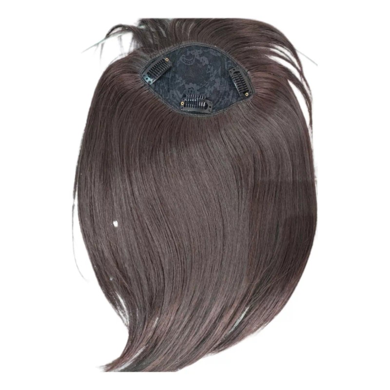 Vegas Extensión Toupe Peluquín Postizo Con Fleco Premium 34cm Clip