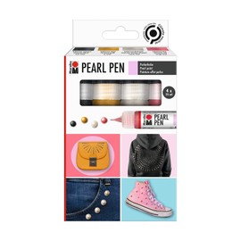 Marabu 1809000000080 Pearl Pen Set, 4 x 25 ml, Water-based Pearl Paint for Dotting Technique, Dries as a Shimmering Half Pearl, for Mandala and Designing in the Dot Painting Technique