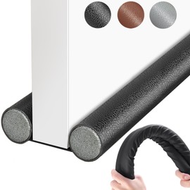 Beyson Protector y Guardapolvo para Puerta Tira de Sellado de Ventanas - Autoadhesiva PVC Cubre Polvos para Puertas, Impermeable Tope para Puerta de Bajo Puerta, Prevención del Ruido - Negro