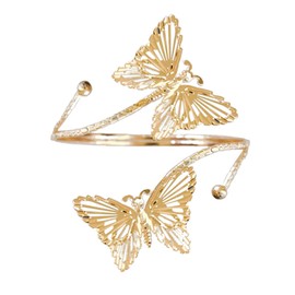 SCRDPRAD Punk Cool Gothic Upper Arm Adjustable Bracelet Open Wide Cuff Bangle Coil Bracelet Simple Swirl Snake Armband Minimalist Armlet Vintage Jewelry for Women-gold 1