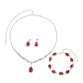 FDEETY Jewellery Sets for Women Fashion Jewellery Set Made of Silver-Plated Gemstone Pendant Necklace Earrings Stud Earrings Set Gift for Woman, Alloy Steel