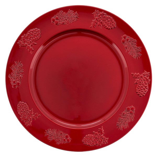 SARO LIFESTYLE Holly Berry Design Charger Plates (Set of 4)