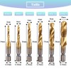 Teocpai 6-Piece HSS Tap Set Titanium Combination Drill Bit with