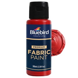 BLUEBIRD Fabric Paint, Vermilion Red, 3.4 Fl Oz, Permanent Fabric Paints for Clothes, Furniture Upholstery