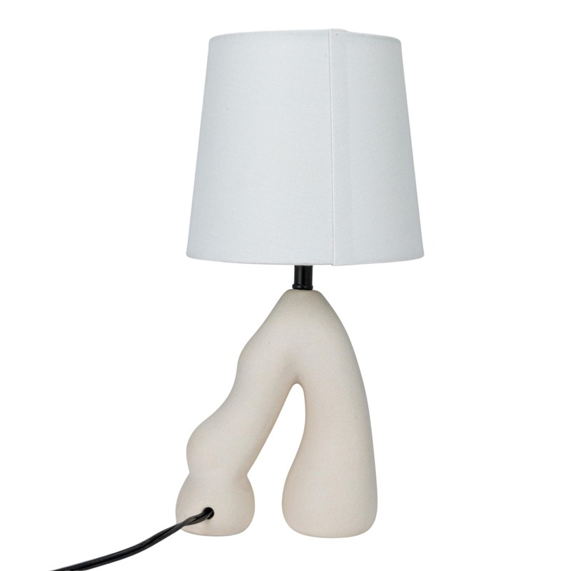 Bloomingville Ceramic Table Lamp with Volcano Finish, White