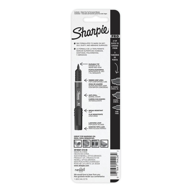 Sharpie Pro Permanent Marker, Fine Point, Black Marker (2018321)