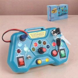 Montessori Busy Board with 8 LED Light Switch, Sensory Light Switch Travel Toy, Learning Toy Gift, Gifts for Kids, Play, Toddler Busy Board, Learning Materials, Preschool Busy Board, Sensory Activity Board