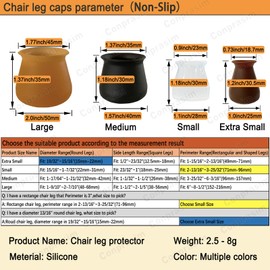 Extra Small Silicone Chair Leg Floor Protectors Fit 19/32”to15/16” Furniture Table Feet Cover Non-Slip Bottom Chair Leg Caps for Hardwood Floors Prevent Scratches No Noise, 8 Pack