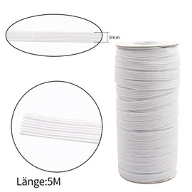 BOKFJBP Elastico da 9 mm, 50 m, colore bianco, 9 mm di larghezza, per cucito e casa, per pantaloni, fai da te, tessuti per cucire
