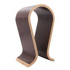 Wooden Wood Omega Headphone Stand, Gaming Headset Display, Headphone Holder Hanger (Black Walnut Wood)