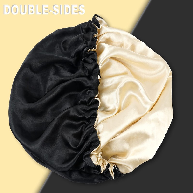 2PCS Satin Sleep Cap,Adjustable Double-Sided Sleep Bonnet,Bonnet Cap for Sleep