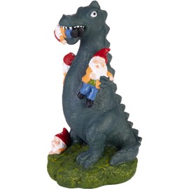 BRUBAKER Garden Figure Dragon Eats Garden Gnomes - Anti Gnome Monster - Funny Garden Figurine - Weatherproof Decoration for Garden Camping and Outdoor - 9.5 inches tall