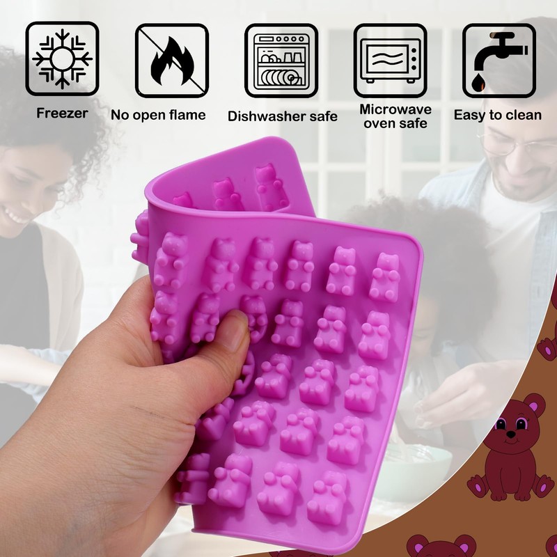 Palksky 4Pcs Gummy Bear Mold Silicone, Fruit Snack Molds, Gummies